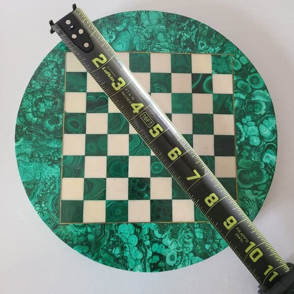Malachite Chess Board & Pieces Hand Carved Made in Africa 9 Inches - Picture 2 of 8